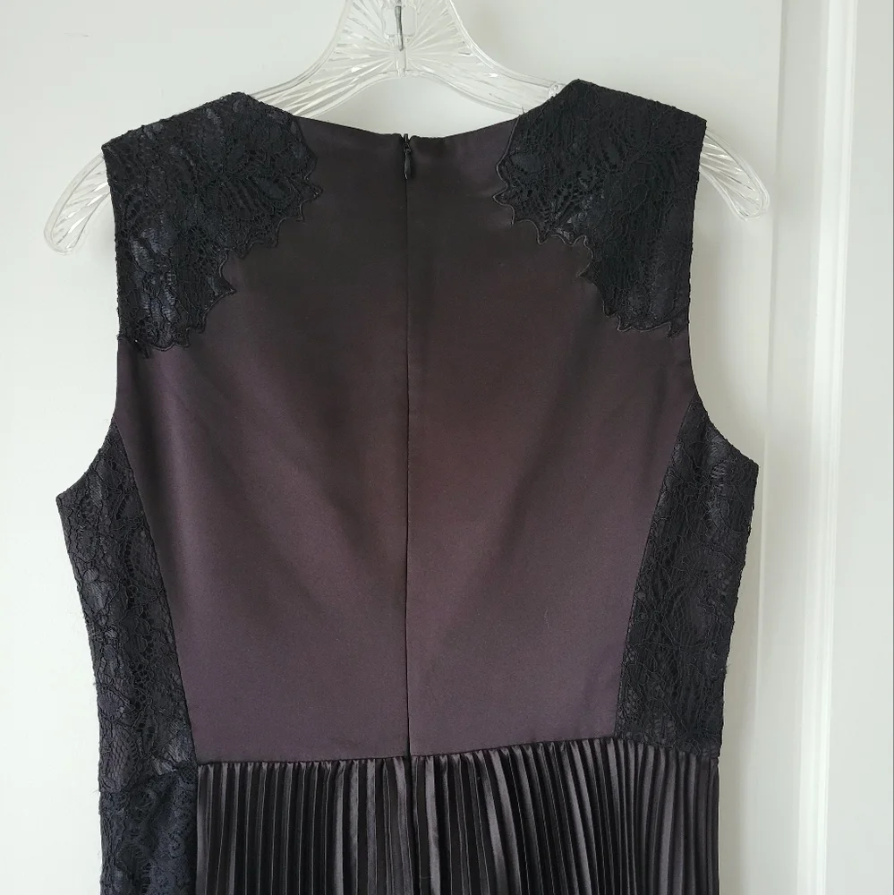 Karen Millen Formal Black Midi Dress Pleated Asymmetrical and Lace Detail 8 - Picture 6 of 8